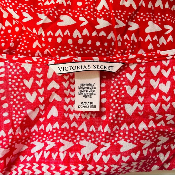 Victoria’s Secret Red & White Heart Print Tie Front Kimono Robe One Size Women’s - Picture 10 of 12